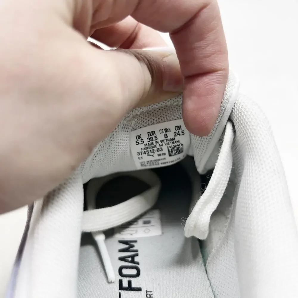 [PUMA] White Vikky V2 Leather Lace Up Casual Sneakers Soft Foam Comfortable Sz 8